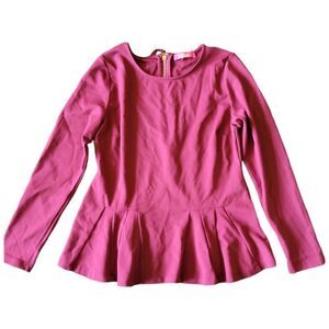 Catherine Malandrino Wine Colored Long Sleeve Fitted Knit Peplum Top Siz…